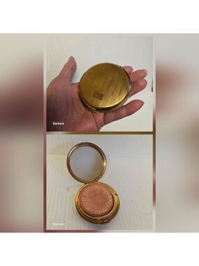 Vintage Stratton Patent Gold-tone Makeup Compact (with Pressed Powder)
